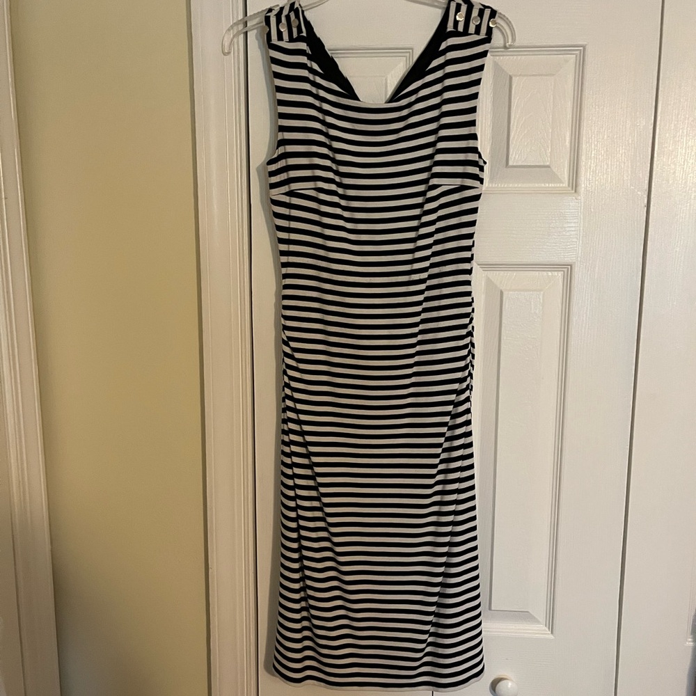 Elegant Black and White Striped Dress